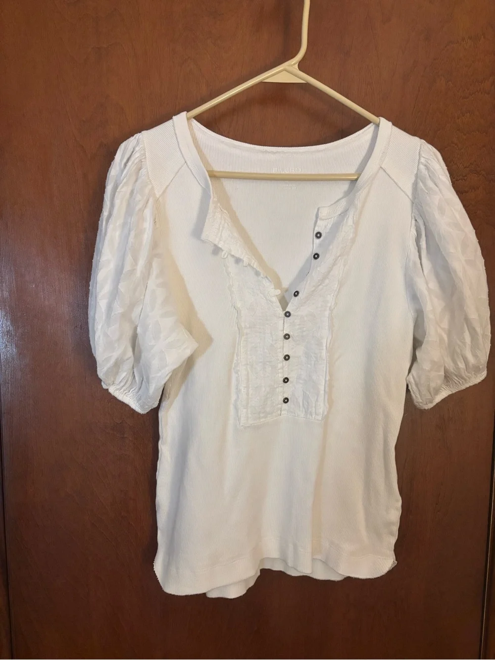 Anthropologie Pilcro Ivory Puff Sleeve Top Size M